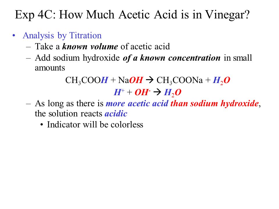 Percent of acetic acid in vinegar by volumetric analysis